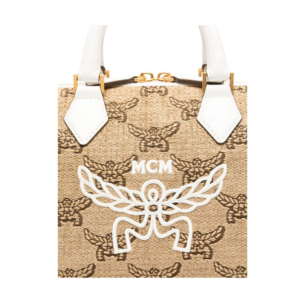 MCM Beige Tweewegrits Handtas Beige Dames