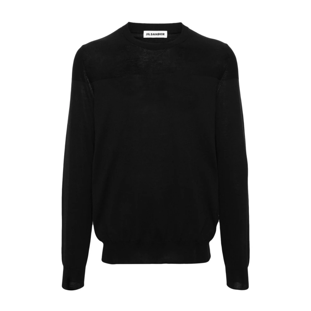 Jil Sander Zwarte Katoenen Crewneck Sweater Black Heren
