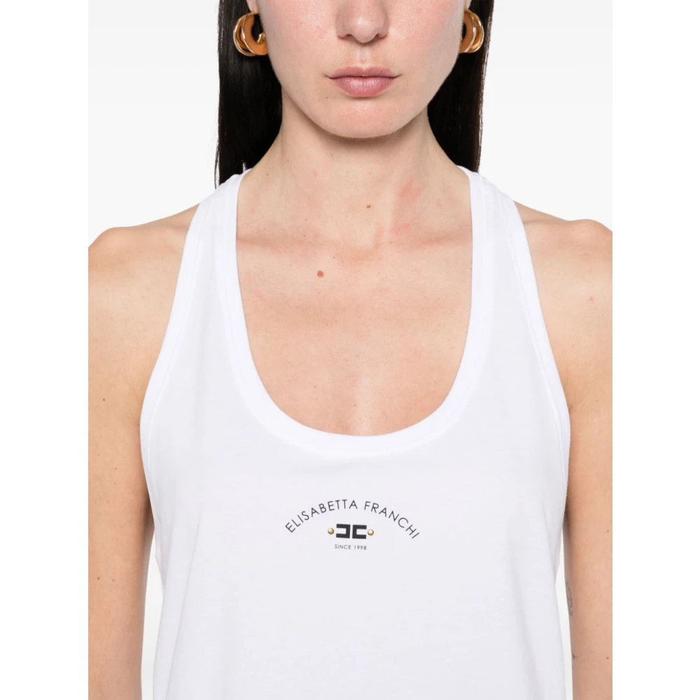 Elisabetta Franchi Witte Katoenen Jersey Racerback Top White Dames