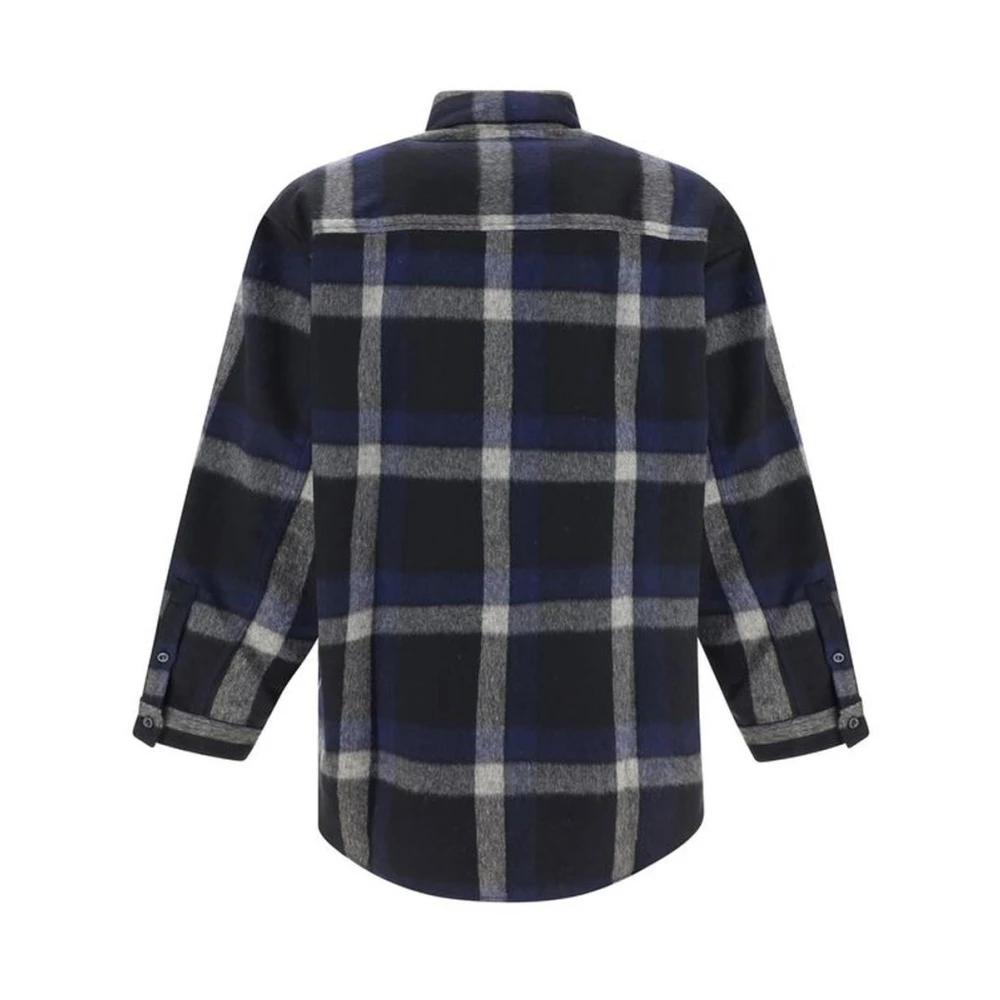 Emporio Armani Geruite Wollen Overhemd Klassieke Kraag Multicolor Heren