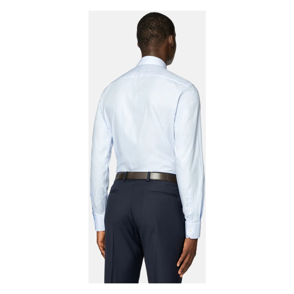Boggi Milano Slim Fit Katoen Dobby Overhemd Blue Heren