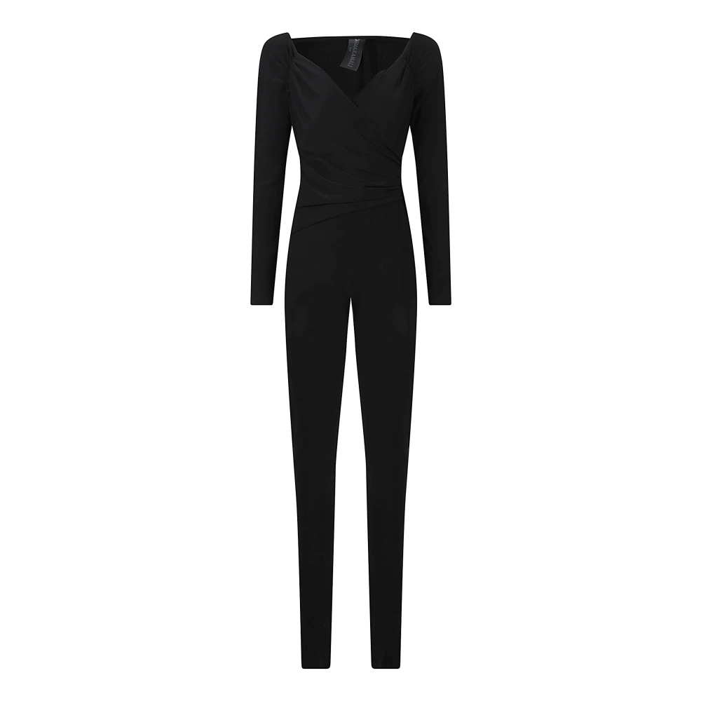 Norma Kamali Jumpsuit met Sweetheart en Off-Shoulder Black Dames