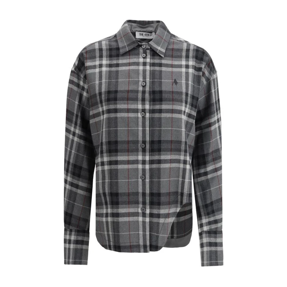 The Attico Geruite patroon klokmouw katoenen overhemd Gray Dames