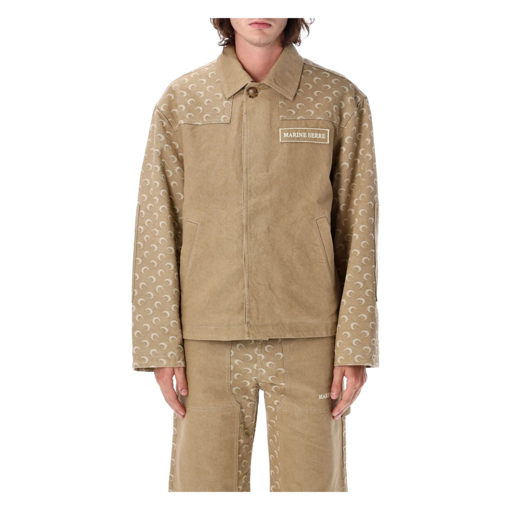 Marine Serre Maan Jacquard Werkjas Beige Heren