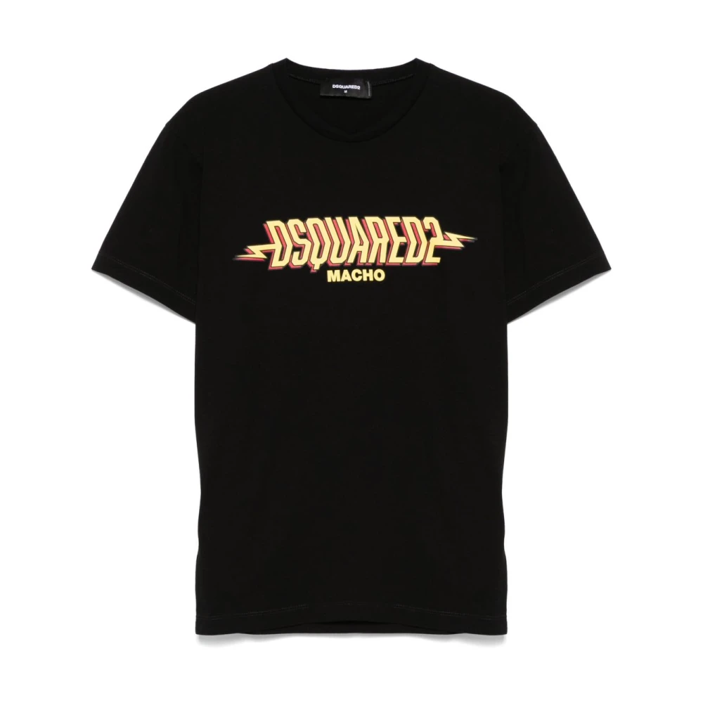Dsquared2 Zwart Logo Print Crew Neck T-shirt Black Heren