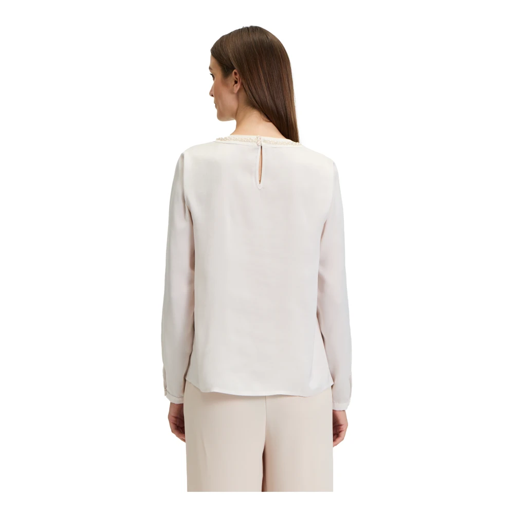 Betty & Co Doorschijnende blouse met parels Beige Dames