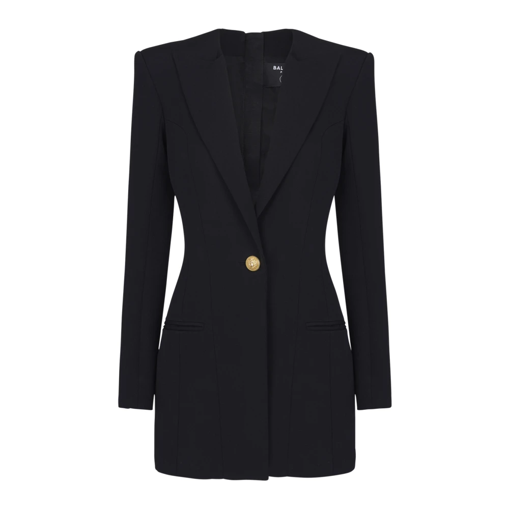 Balmain Black Grain De Poudre Tailored Dress - Female - Short Dresses - M - Dresses