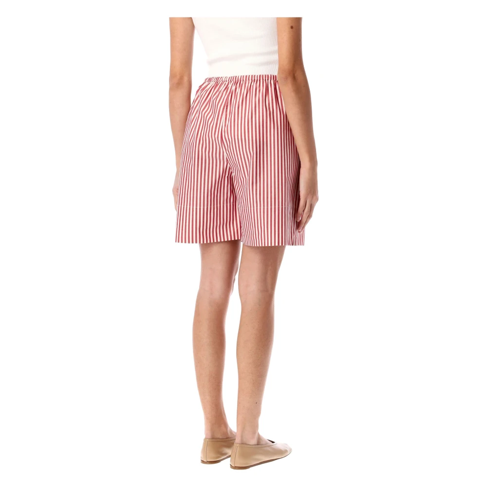 By Malene Birger Gestreepte Katoenen Elastische Taille Shorts By Herenne Birger Red Dames