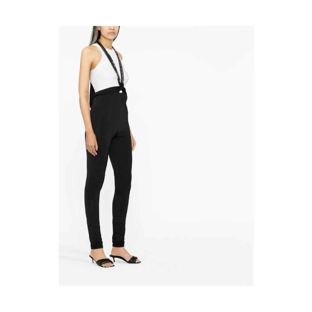 The Attico Zwarte Halternek Skinny Cut met Kettingdetail Black Dames