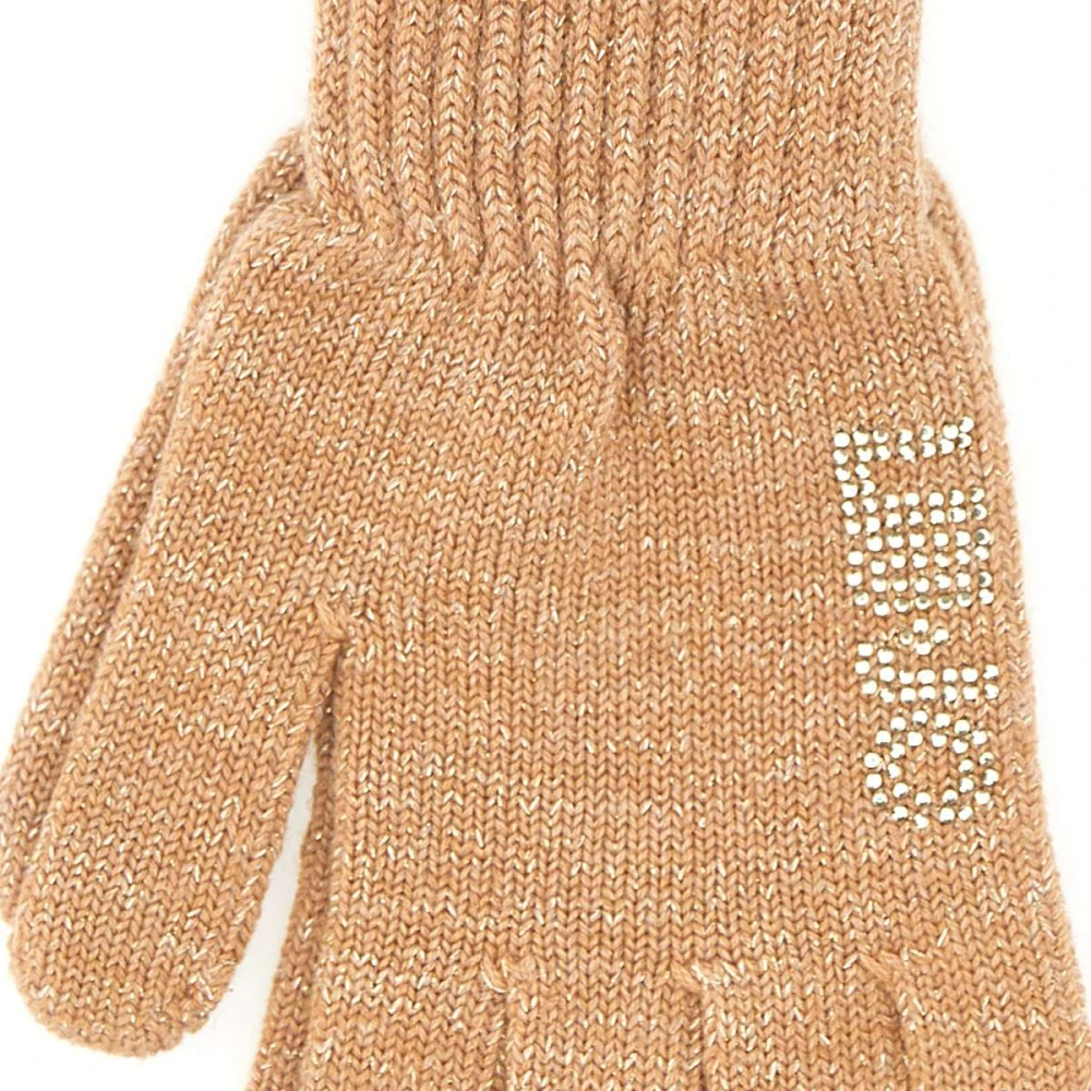 Liu Jo Wollen Camelhandschoenen met Strass Beige Dames