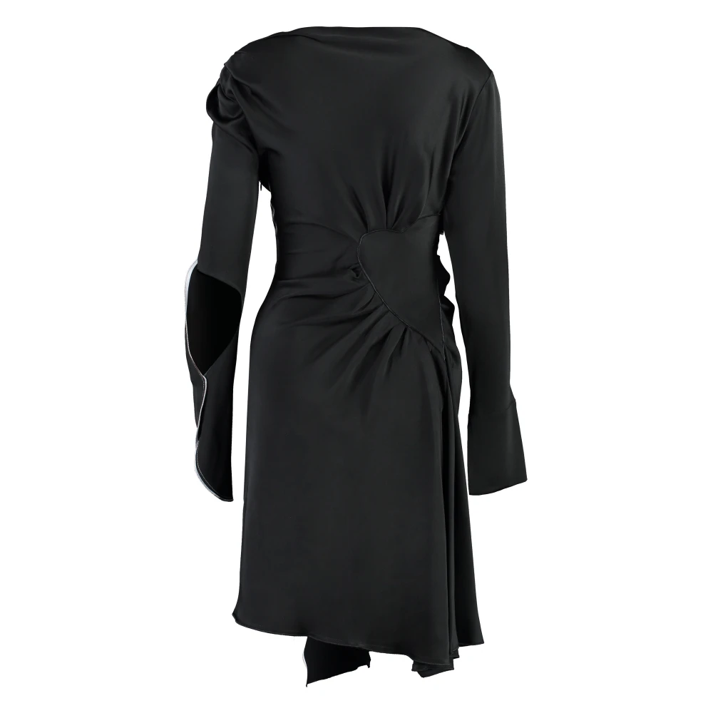 Victoria Beckham Asymmetrische Viscose Jurk Black Dames