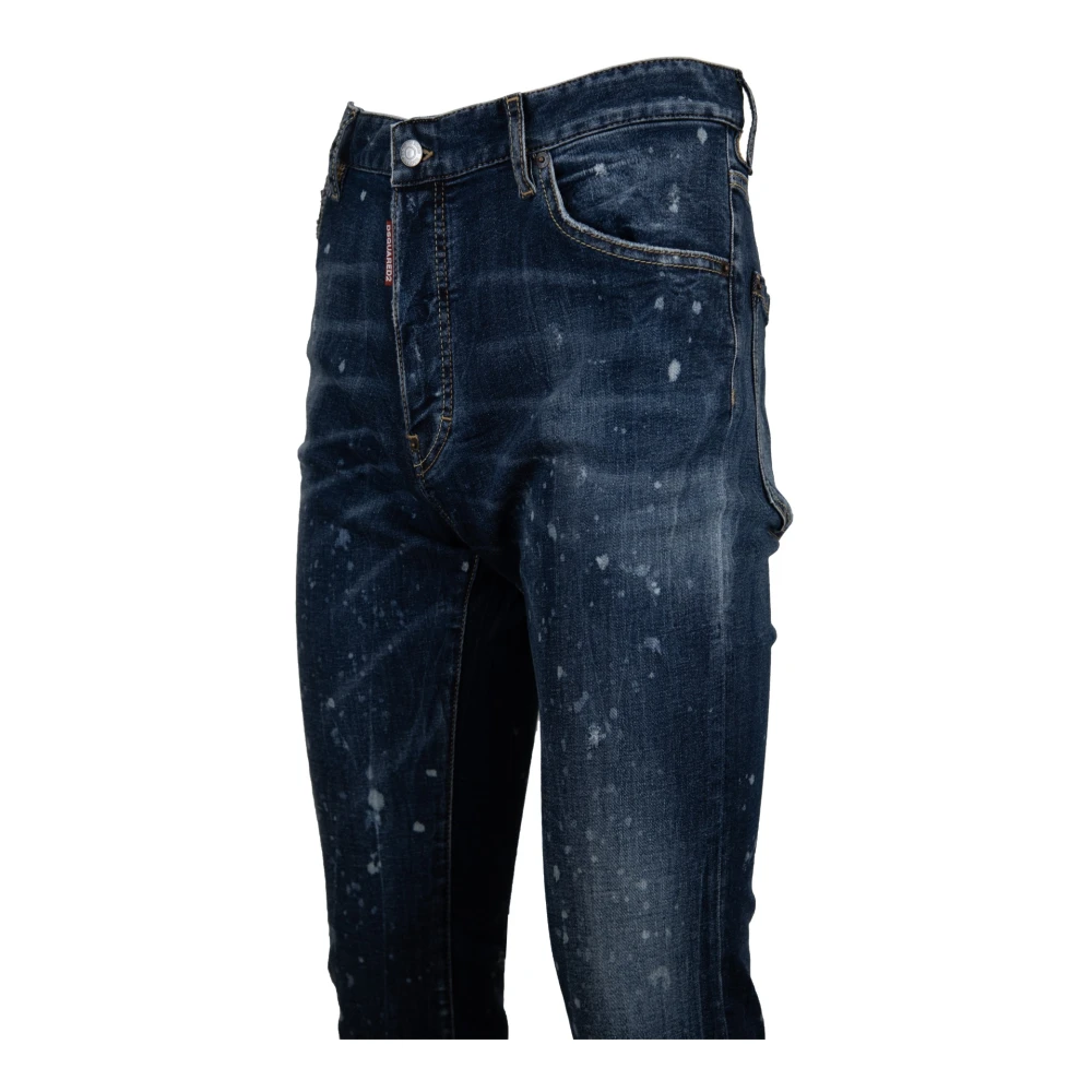 Dsquared2 Herenknoop Jeans met Leren Patch Blue Heren