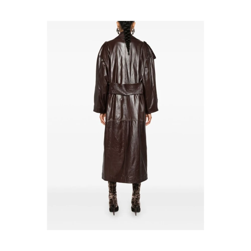 Salvatore Santoro Koffiebruin Leren Jas Paneeldesign Brown Dames