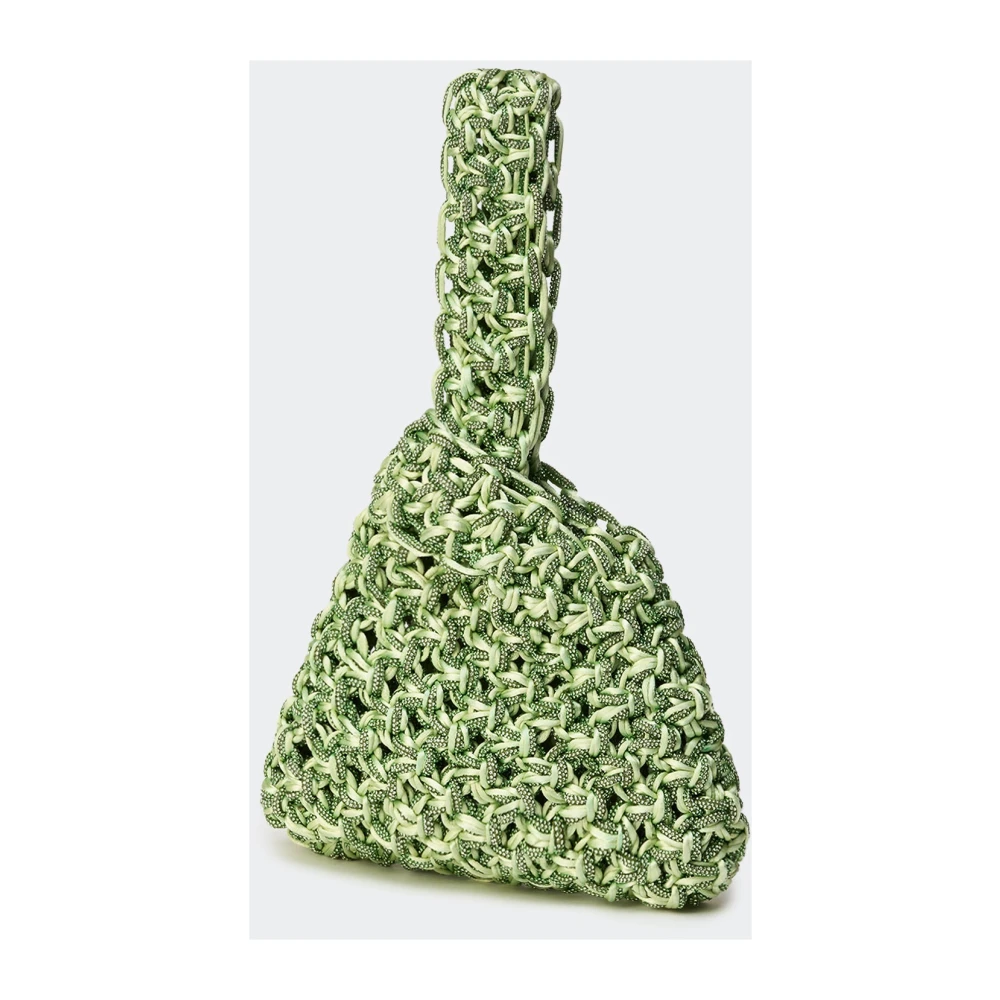 Hibourama Satin Knoop Clutch Green Dames