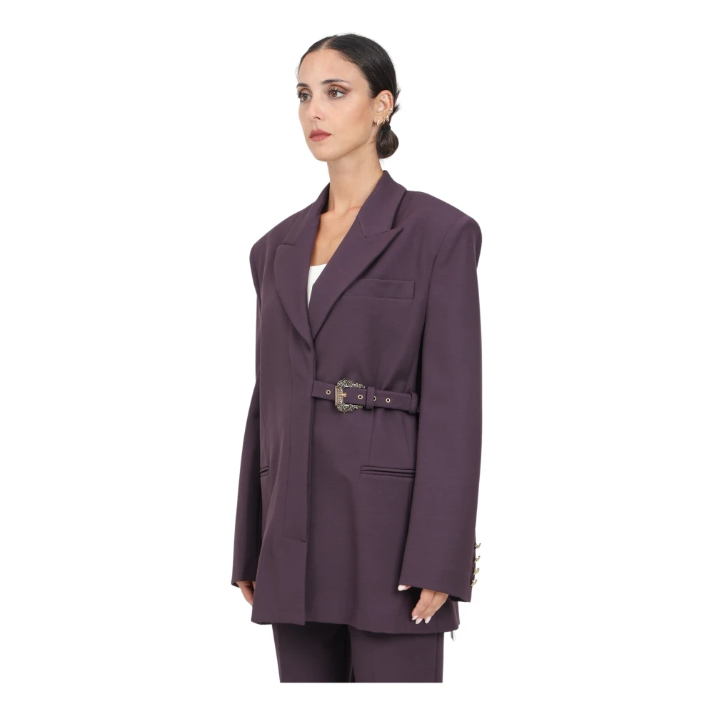 Versace Jeans Couture Paarse blazer met barok gesp Purple Dames