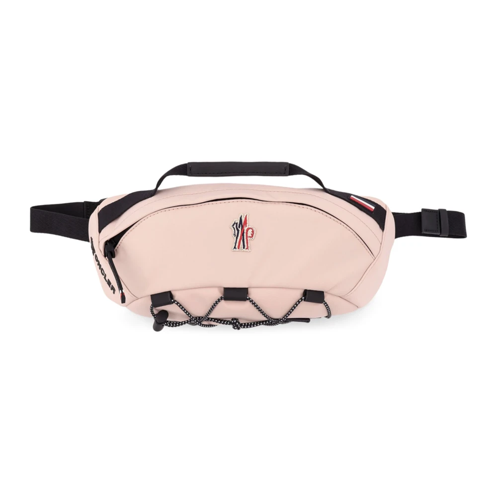 Moncler Waterafstotende nylon heuptas met leren inzetstukken Pink Dames