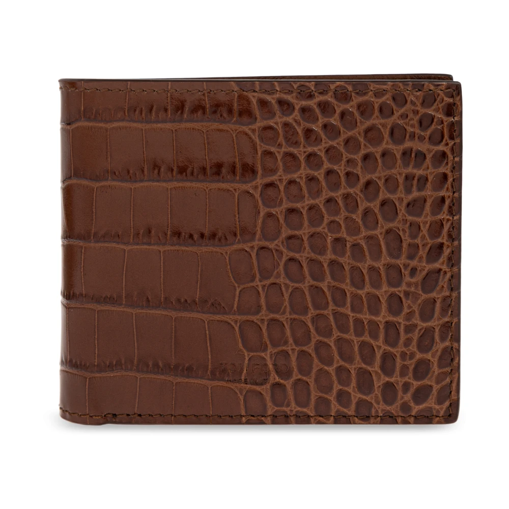 Tom Ford Men's Brown Bifold Croco Leather Wallet - Wallets & Cardholders - One Size - Accessories