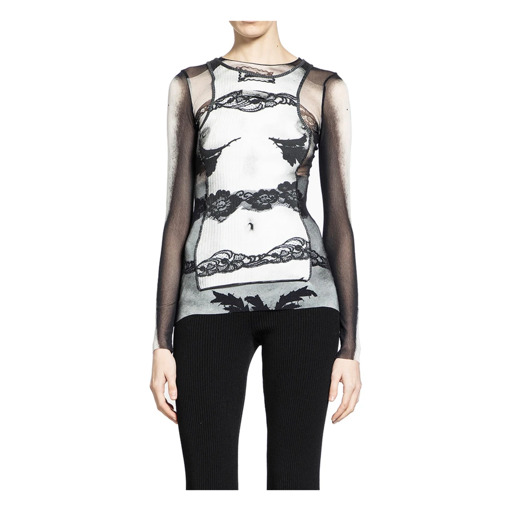 Jean Paul Gaultier Kant Marinière Tank Top Overlay Black Dames