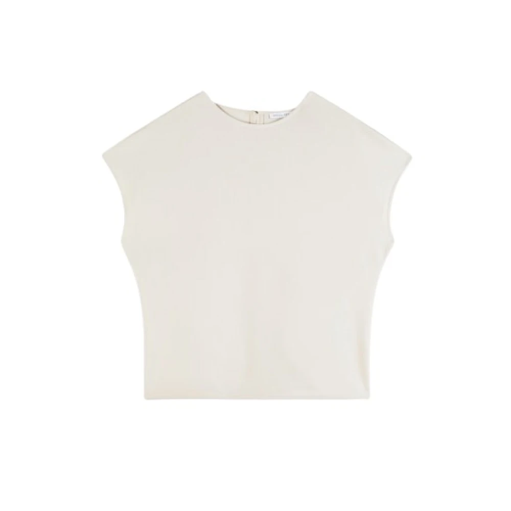 Patrizia Pepe Vrouw Beige Tops Dames, L, Polyester, Sleeveless Fluid Blouse