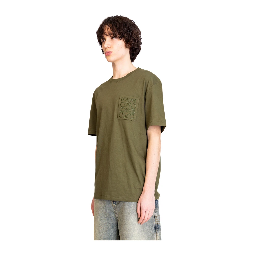 Loewe Khaki Groene Relaxte Fit T-shirt Green Heren
