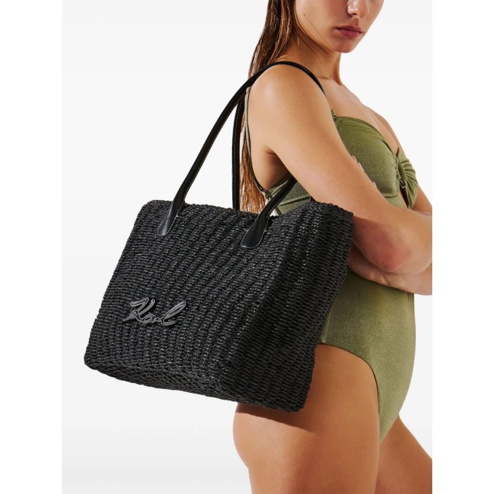 Karl Lagerfeld Essential Raffia TAS Black Dames