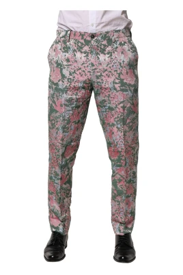 Blommig Jacquard Tapered Byxor Multifärgad