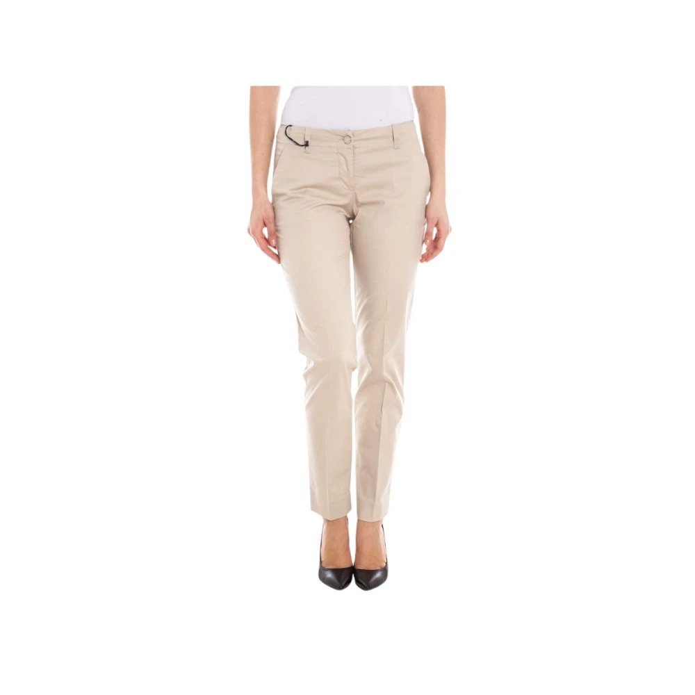 Giorgio Armani Dames Katoenen Lange Broeken & Shorts Beige Dames