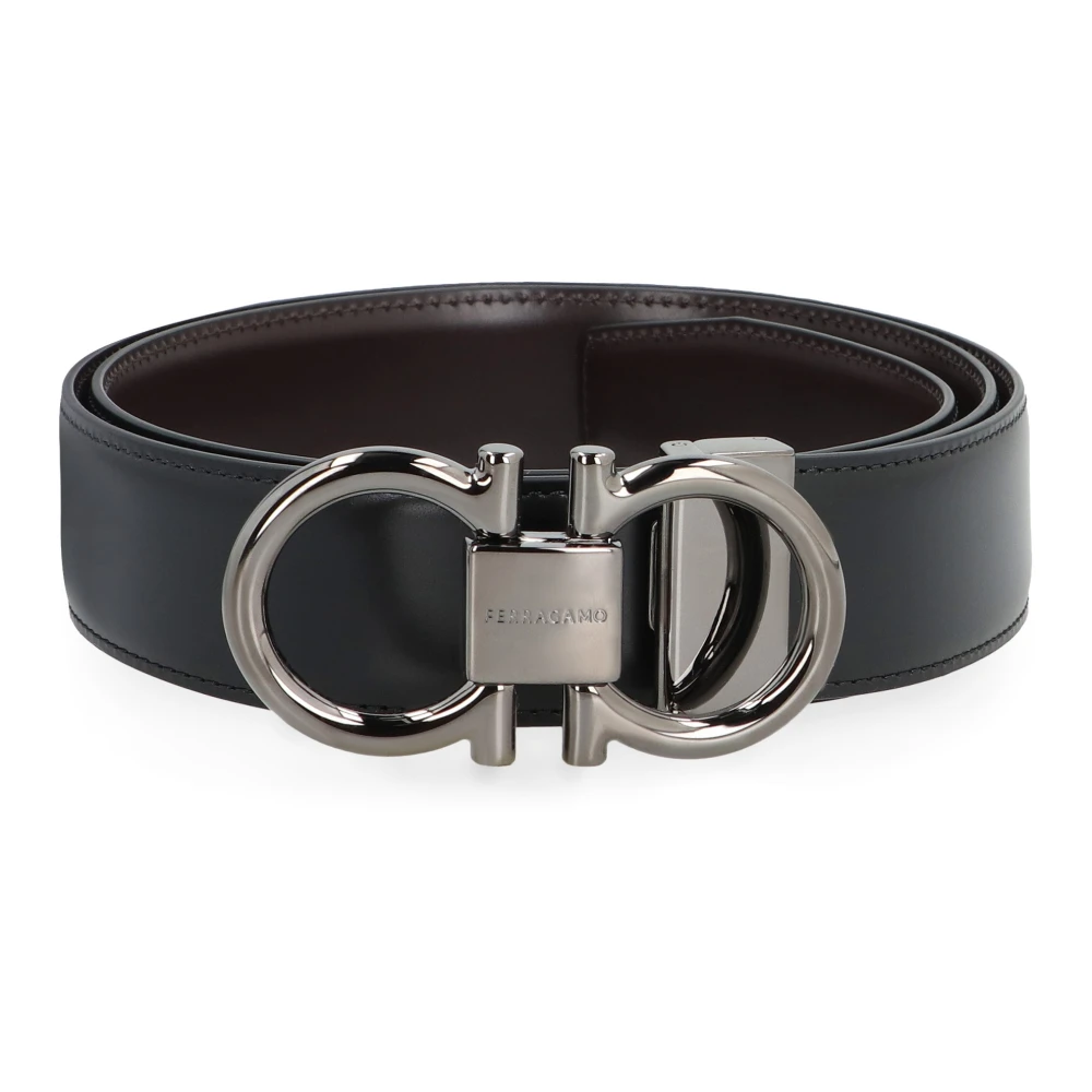 Ferragamo Men's Black Gancini Reversible Belt