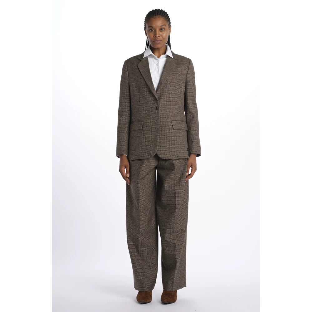 Nine In The Morning Geruite Wollen Blazer Jas Brown Dames