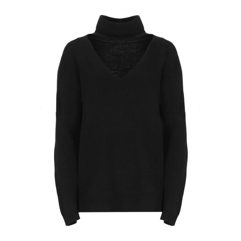 D.Exterior Zwarte Wol Hoge Hals Trui Black Dames