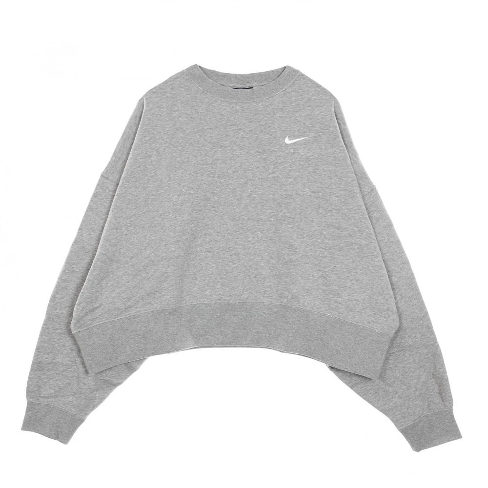 Nike Korte Crew Neck Sweatshirt Trendy Streetwear Gray Dames