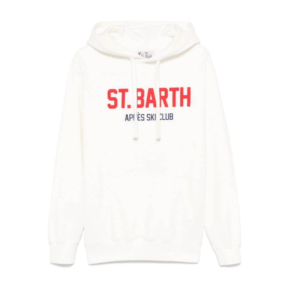 MC2 Saint Barth Witte Katoenen Trui met Trekkoordcapuchon White Heren
