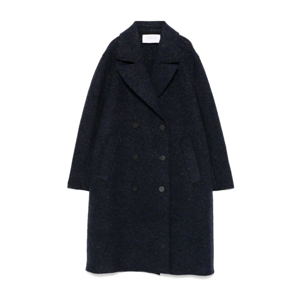 Harris Wharf London Midnight Blue Double-Breasted Coat Blue Dames