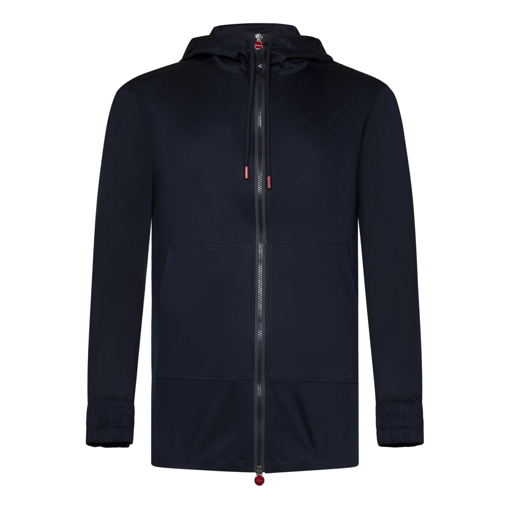 Kiton Navy Blauwe Katoenen Hoodie Blue Heren