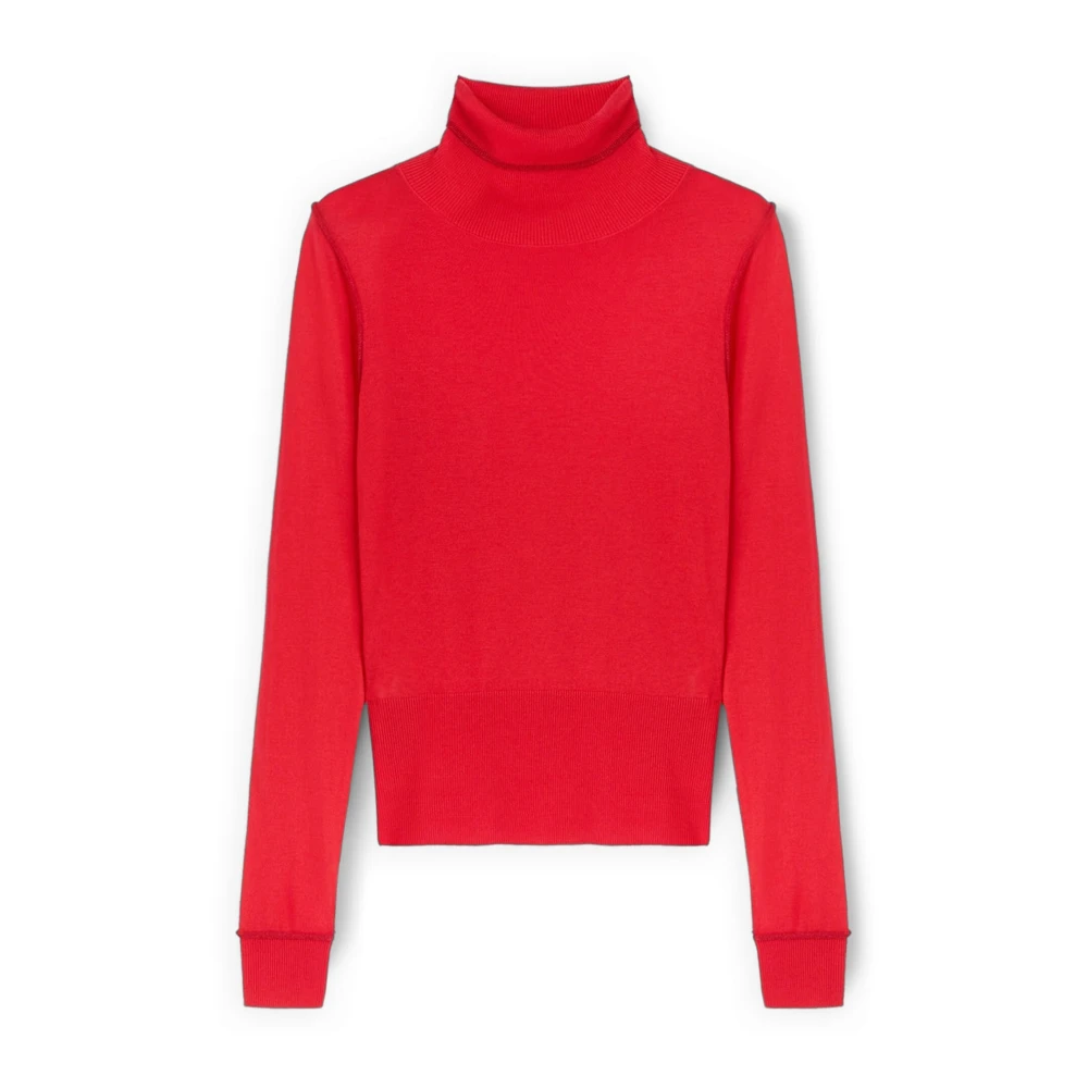 Motivi Femme Rouge Pulls, Taille: 42 Fr Pull Col Roulé En Mélange De Soie