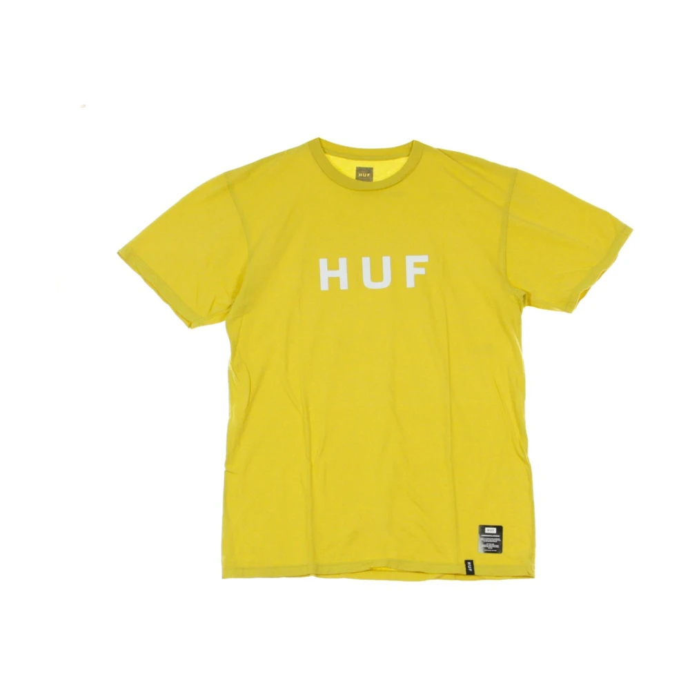 HUF Logo Heren T-Shirt Essentials Yellow Heren