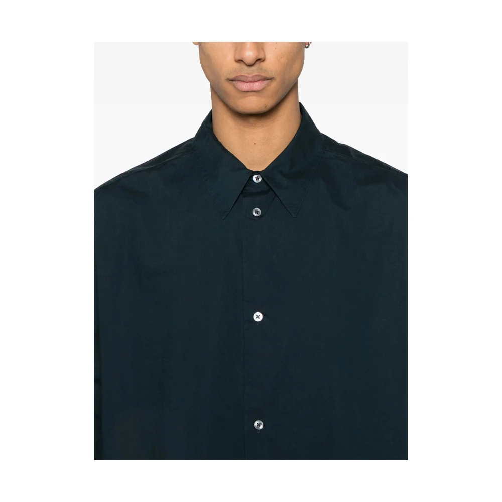 Studio Nicholson Navy Blue Klassieke Kraag Shirt Blue Heren