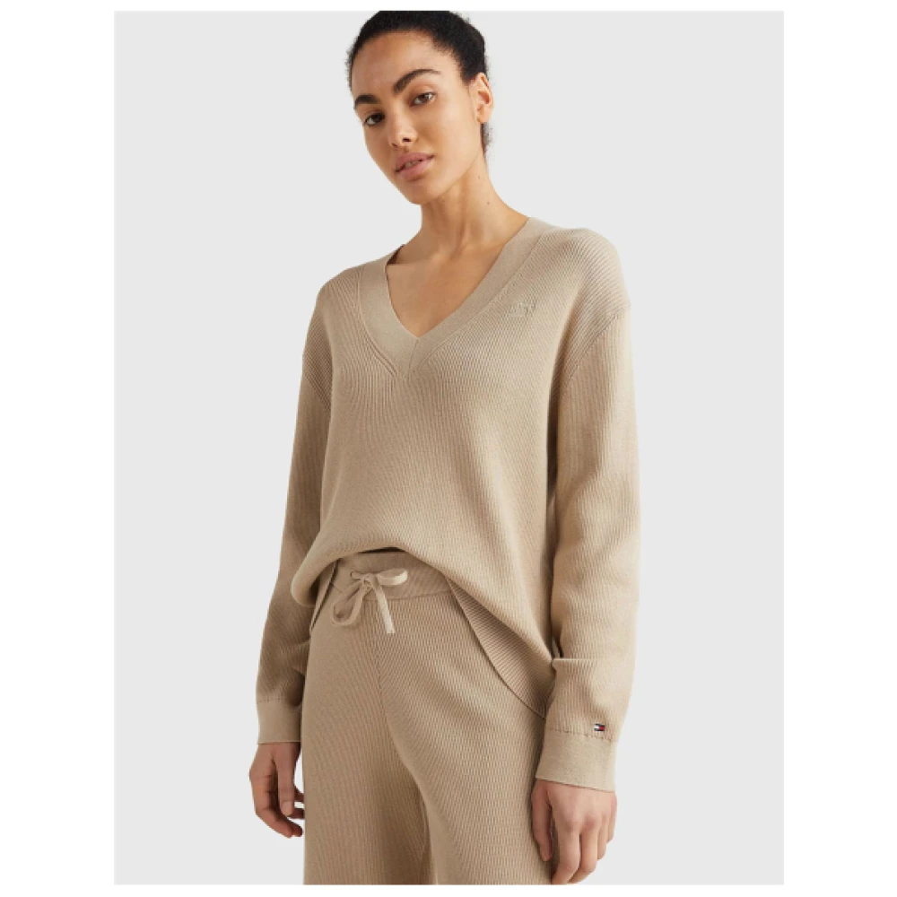 Tommy Hilfiger Casual Biologisch Katoenen Trui Beige Dames