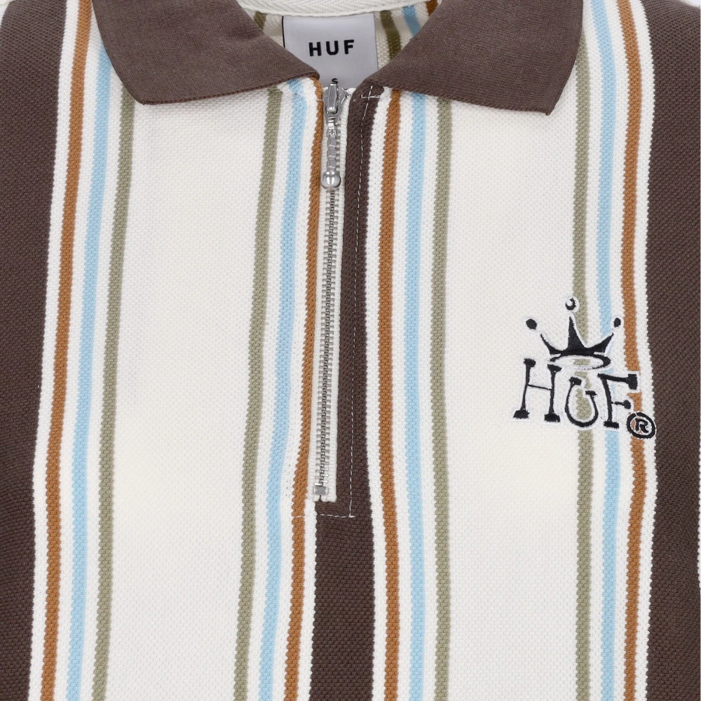 HUF Gestreepte Polo Gebreide Jurk Off White Multicolor Dames