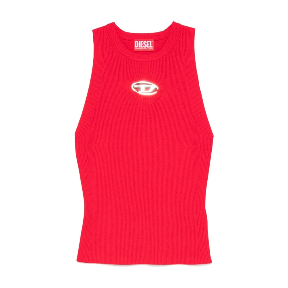 Diesel Women's Red Sleeveless Round Neck Top