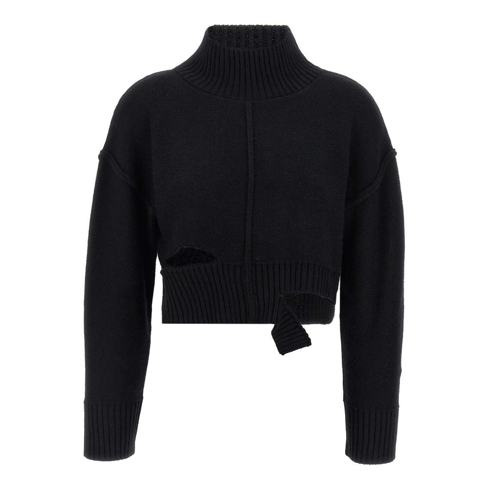 Mm6 Maison Margiela Women's Black Distressed Knitted Jumper
