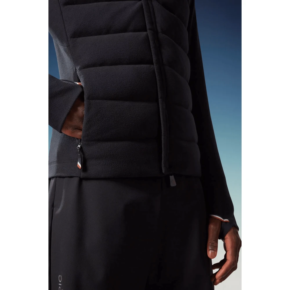 Moncler Zwarte Fleece Jas met Rits Black Heren