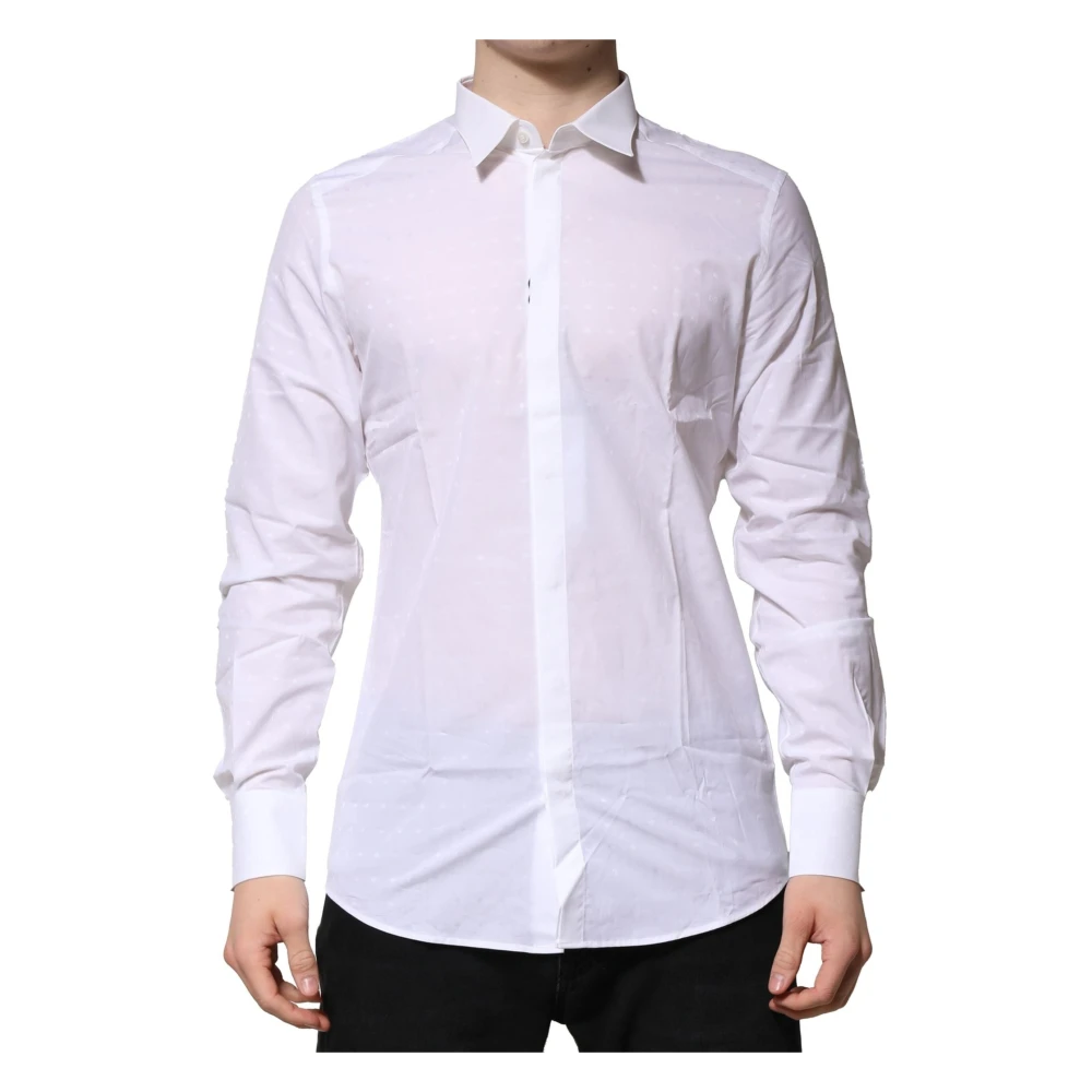 Dolce & Gabbana Men's White Casual Shirts, L, Cotton Long Sleeves Formal Shirt