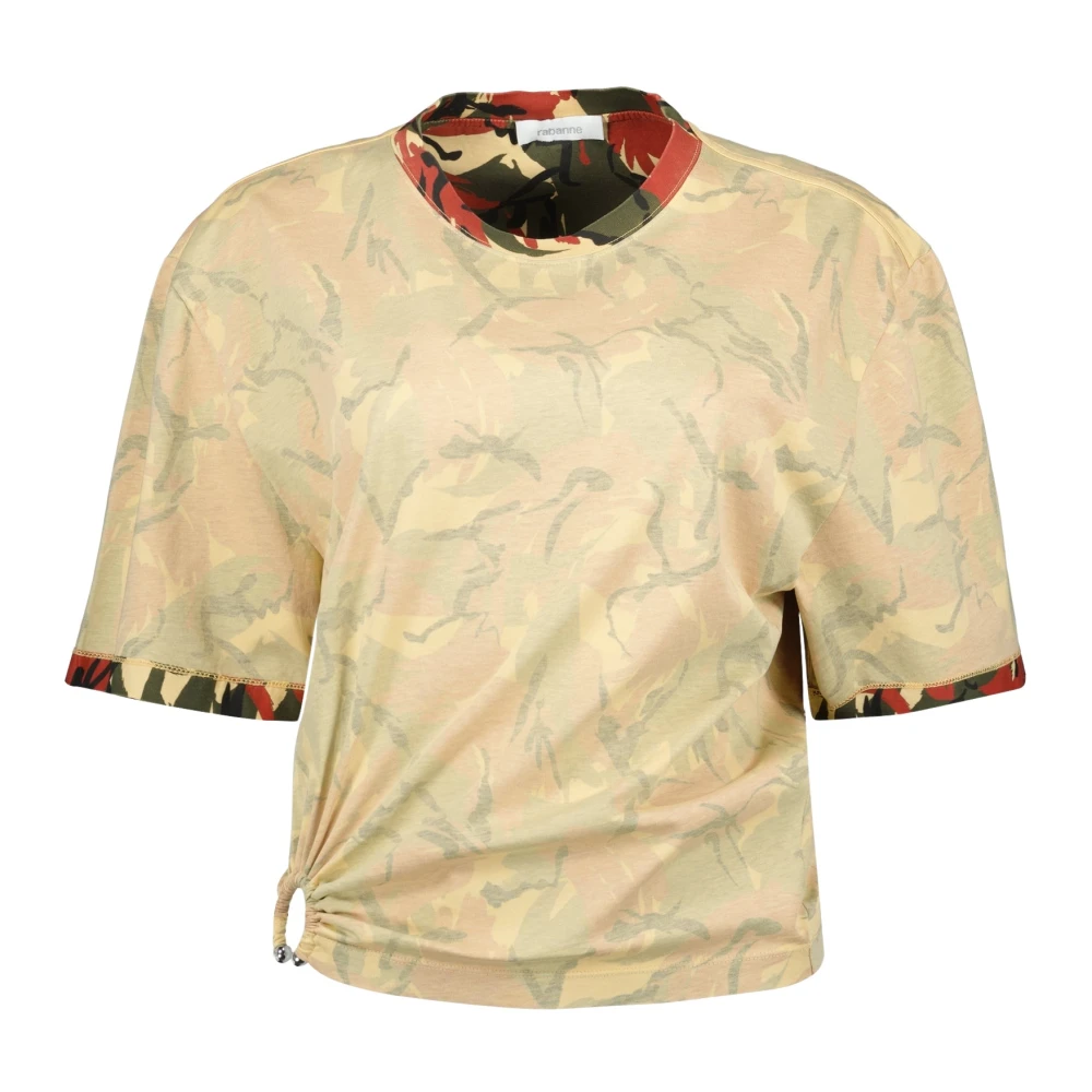 Paco Rabanne Camouflage Print T-shirt för kvinnor Beige, Dam