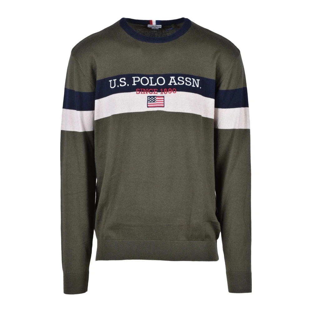 U.s. Polo Assn. Bomull Kashmir Stickad Tröja Green, Herr