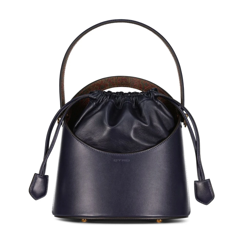 ETRO Leren tas met trekkoordsluiting en binnenzak Blue Dames