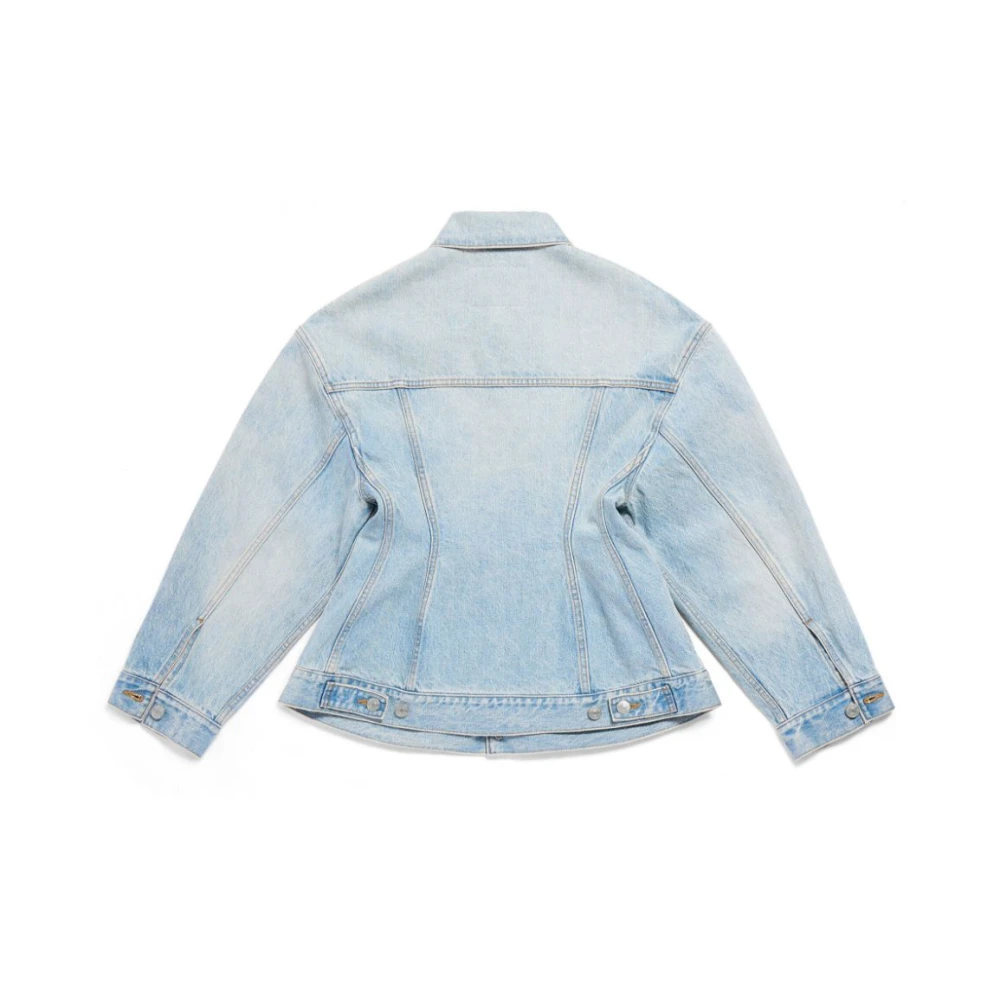 Balenciaga Heldere Blauwe Zandloper Denim Jas Blue Dames