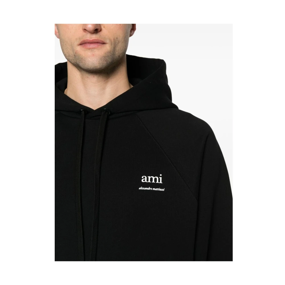Ami Paris Zwart Wit Biologisch Katoenen Sweatshirt Black Heren
