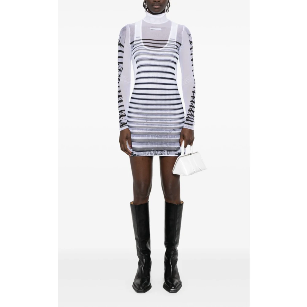 Jean Paul Gaultier Verenprint Mesh Korte Jurk Blue Dames