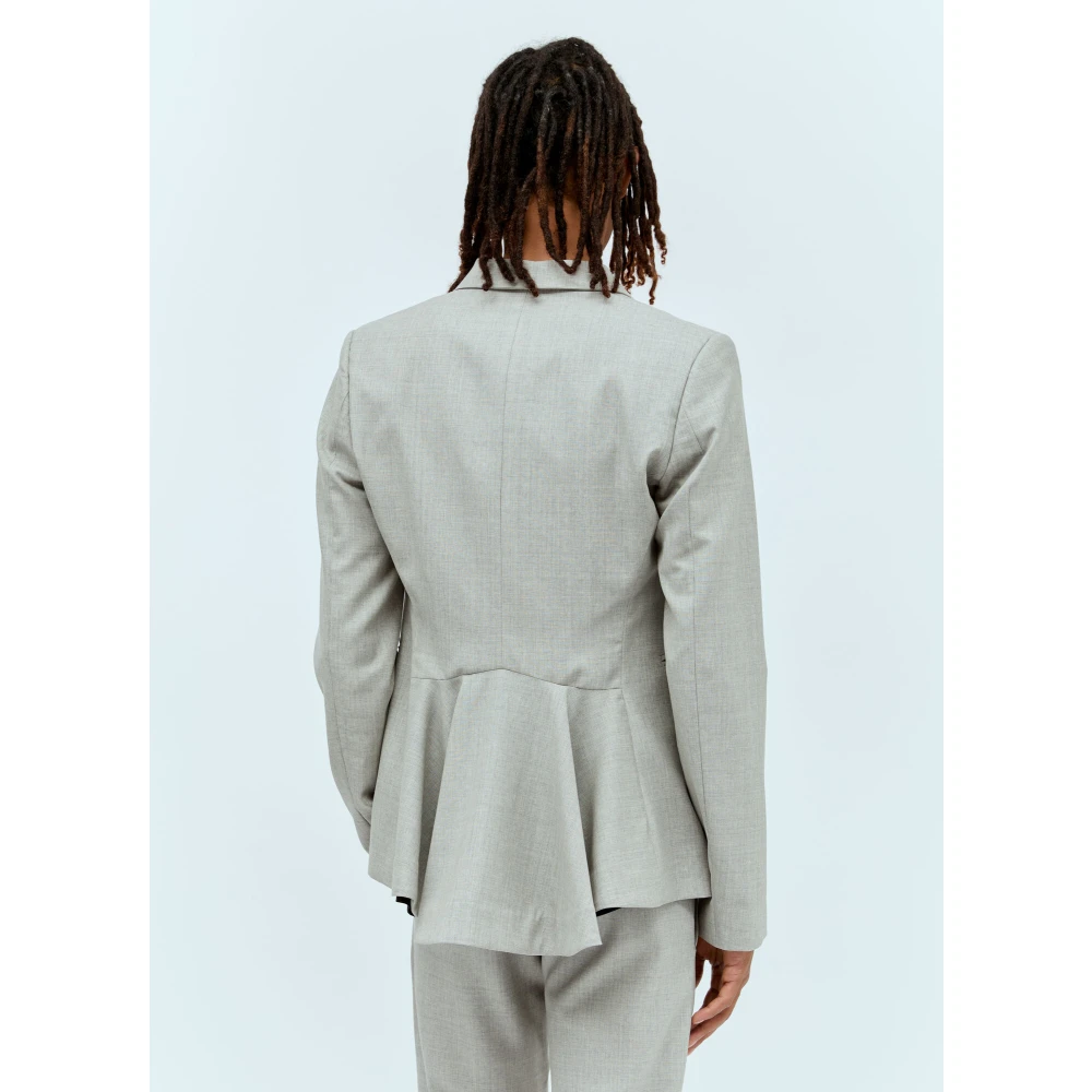 Aaron Esh Peplum Cut-Away Blazer Gray Heren